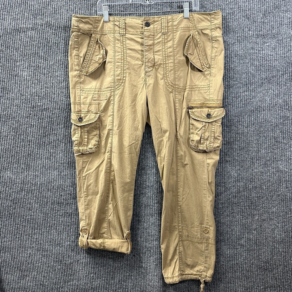 Calvin Klein Jeans Mens Cargo W41 Beige Roll Tab Hem Outdoor Hiking Mid Rise